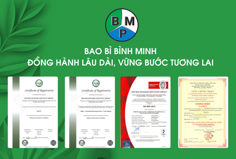 Chứng chỉ uy t&iacute;n BMP Group nhận được
